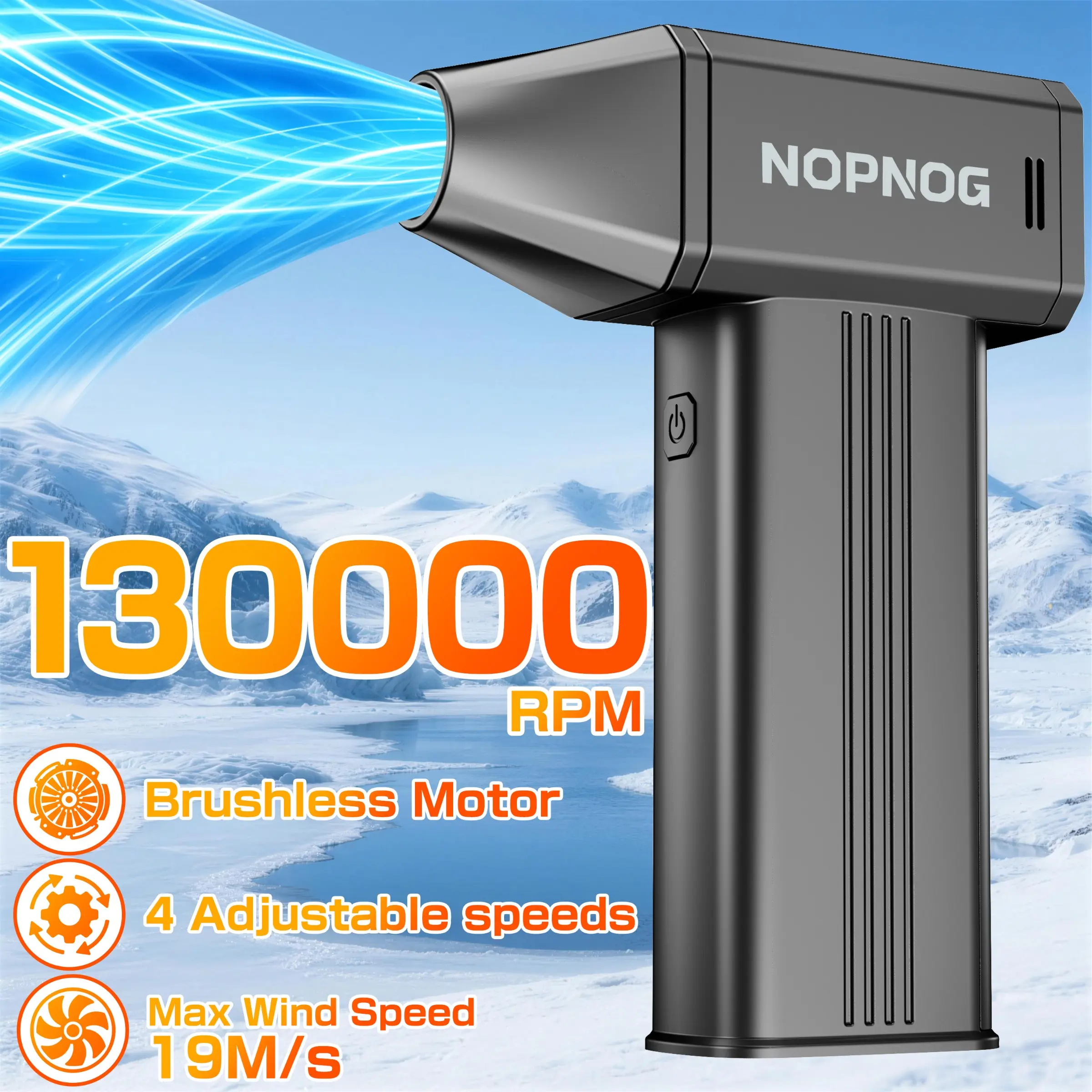 Keyboard & Car Snow Cleaner, 130,000 RPM Cordless Turbo Blower, 4 Gears, Type-C Charging
