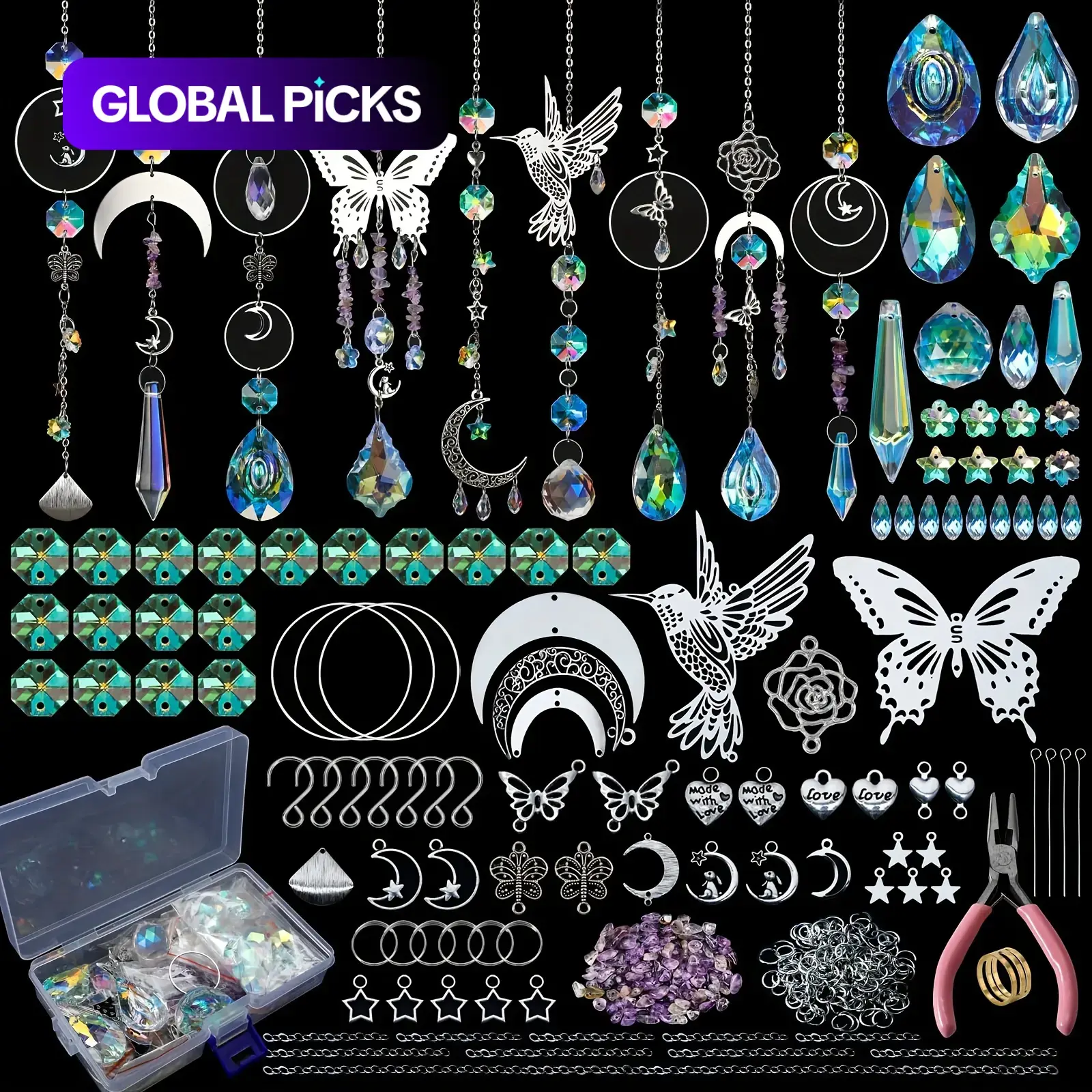 400-Piece Sun Catcher Craft Kit, Adult DIY Hanging Prism Set, Artificial Crystal Rainbow Maker, Decoration for Indoor Window, Home, Wedding & Garden, Outdoor Wind Chimes