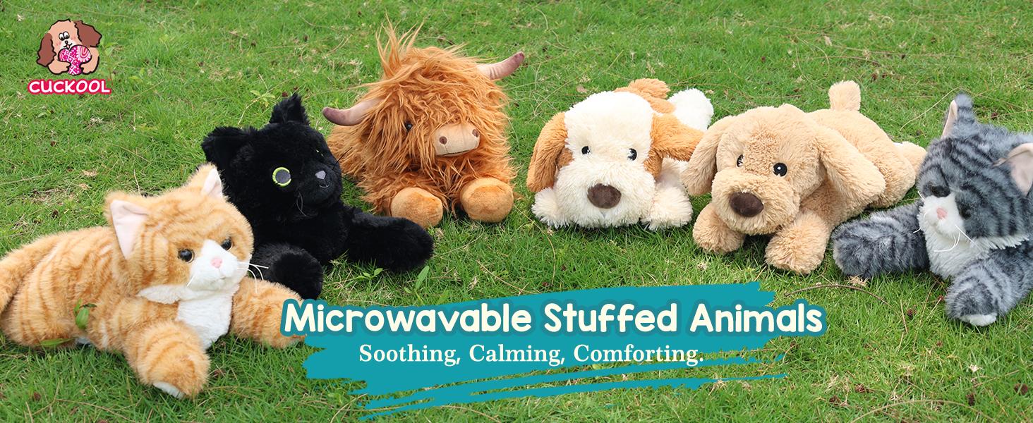 Highland Cow Stuffed Animals, Microwavable Stuffed Animals Heating Pad for Cramps, Pain Stress Relief, Heatable & Coolable Lavender Scented Cow Plush Toy for Anxiety, Women Kid Bedtime Highland Cattle