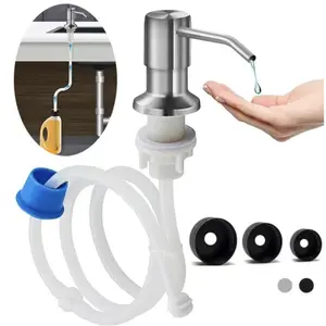 Soap Dispenser for Kitchen Sink Brushed Nickel Stainless Steel Countertop Dish Soap Dispenser Pump with 47" Extension Tube Kit