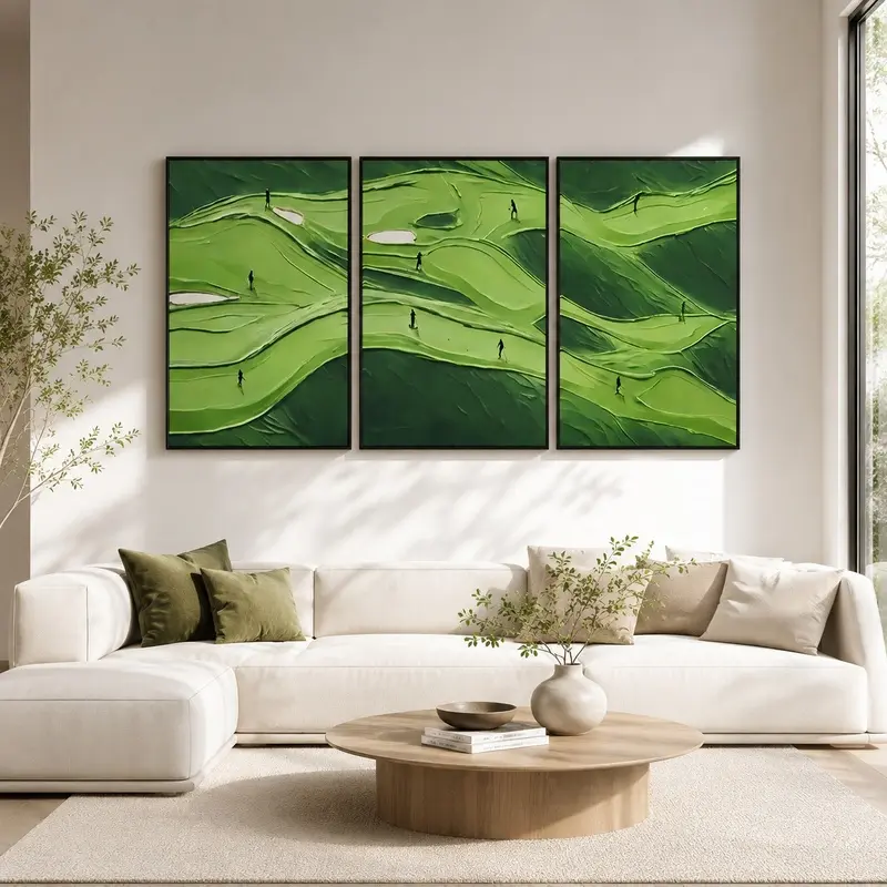 Trending Golf Wall Art, Modern Abstract Golf Course Wall Art, Golfer Paintings, Office Decor, Living Room Decor, Minimalist Golf-Themed Art, Green Sports Decor, Man Cave Decor, Golfer Gift