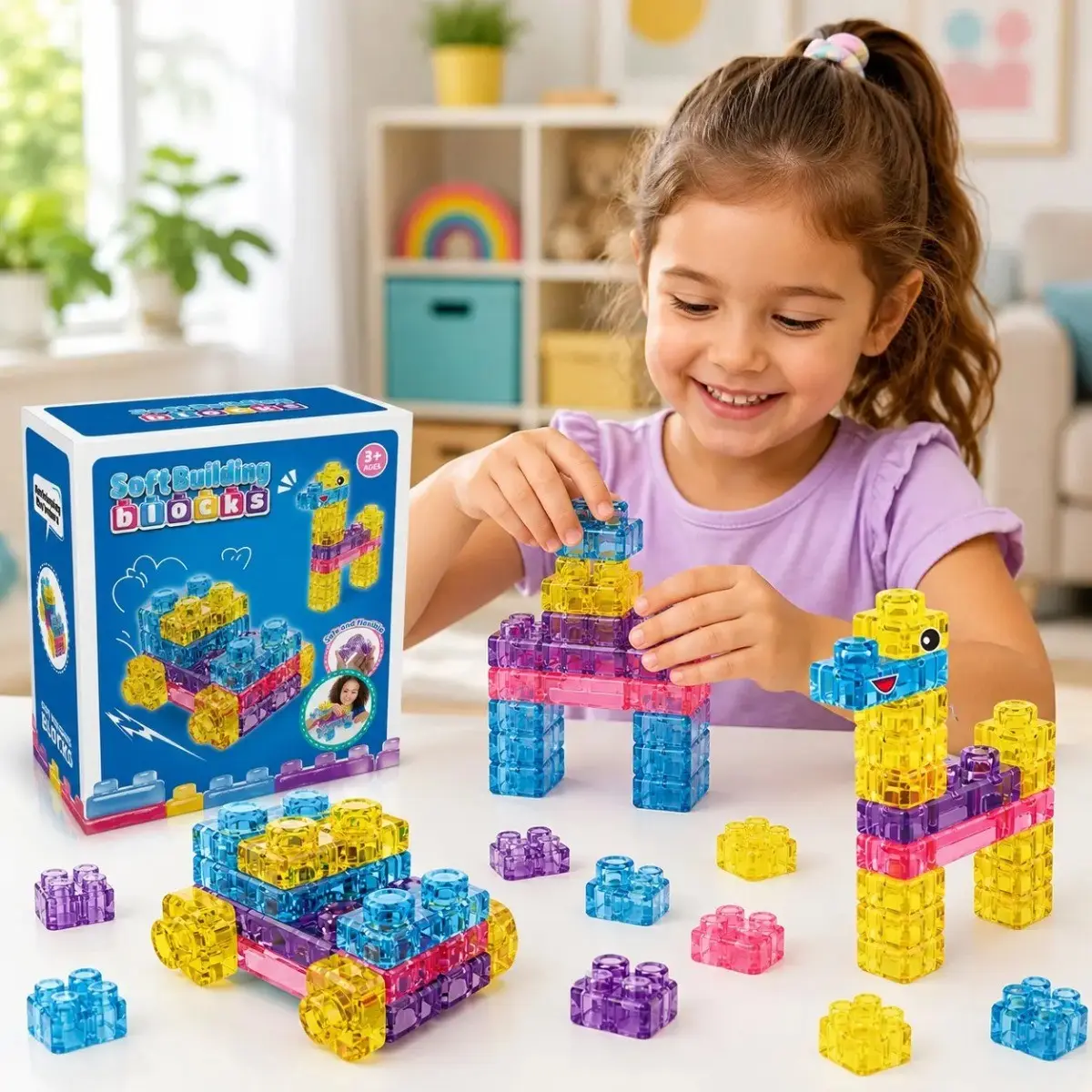 Montessori Soft Building Blocks, Versatile Shapes, Comfortable Texture, Enhances Fine Motor Skills, Creative Toy for Kids, Ideal Gift