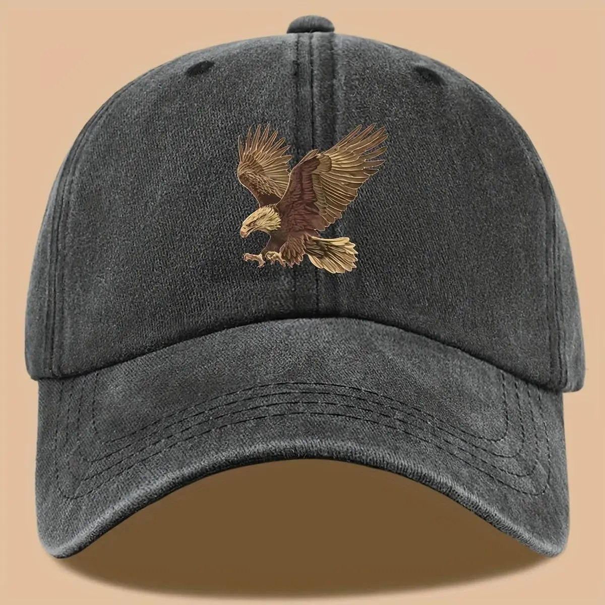 Eagle print baseball cap, adjustable for both men and women, suitable for hiking, fishing, and vacation exploration