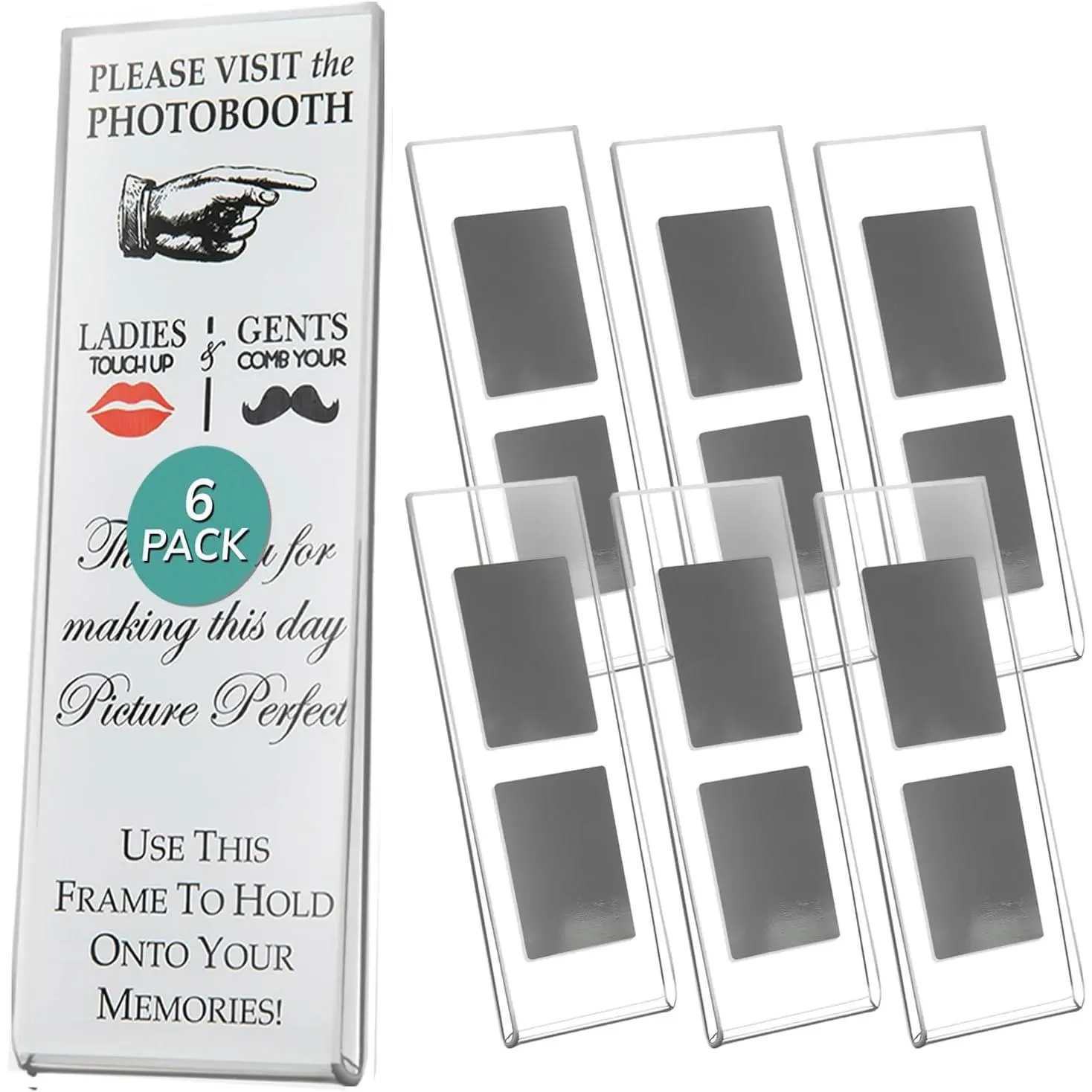 2x6  Picture  for Refrigerator | 2 x 6 Clear    for  Strips |   Holders for Fridge, Locker, Sign Holder (6-Pack)