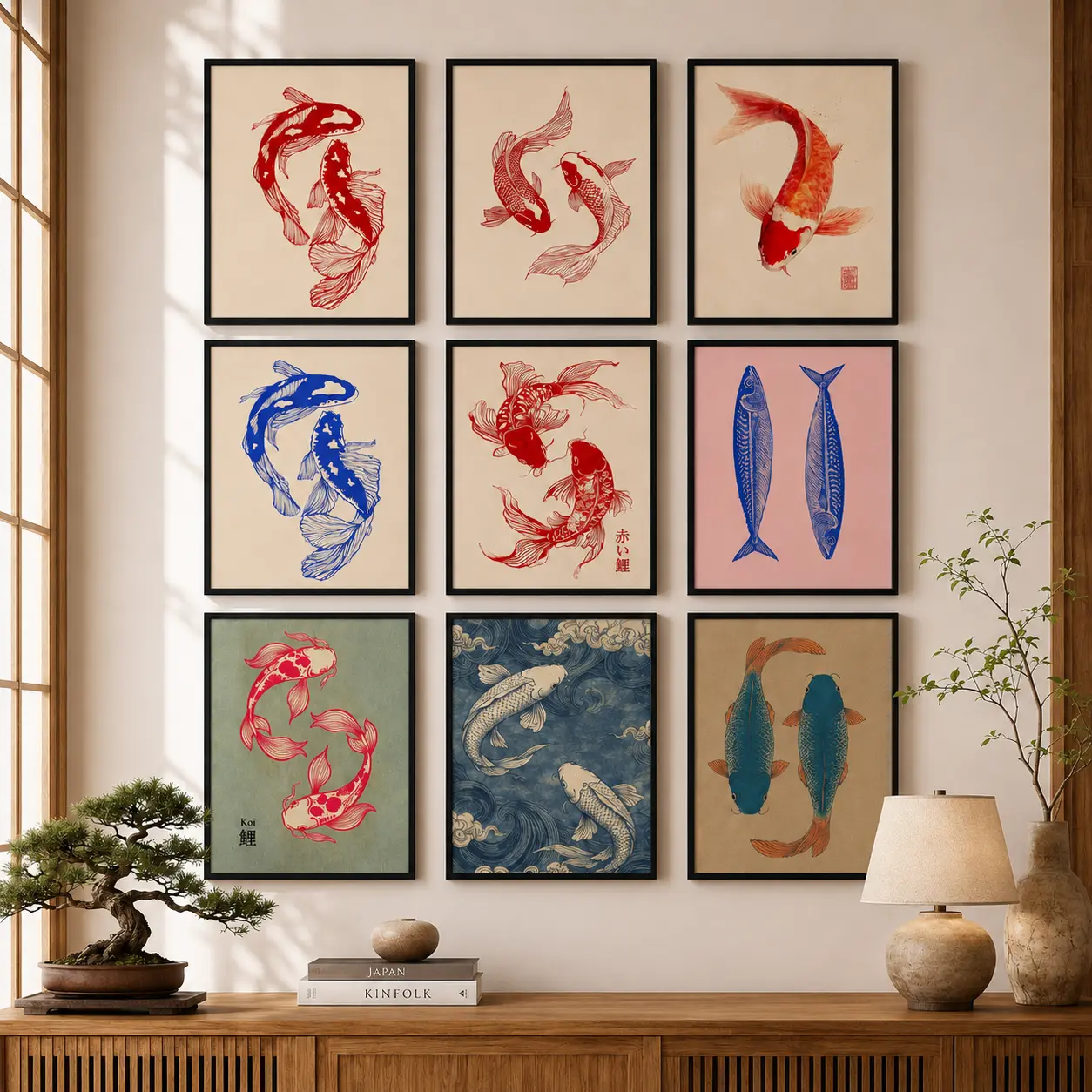 Japanese Red Koi Fish Canvas Poster |   Modern Minimalist Wall Art for Bedroom, Kitchen & Home Decor