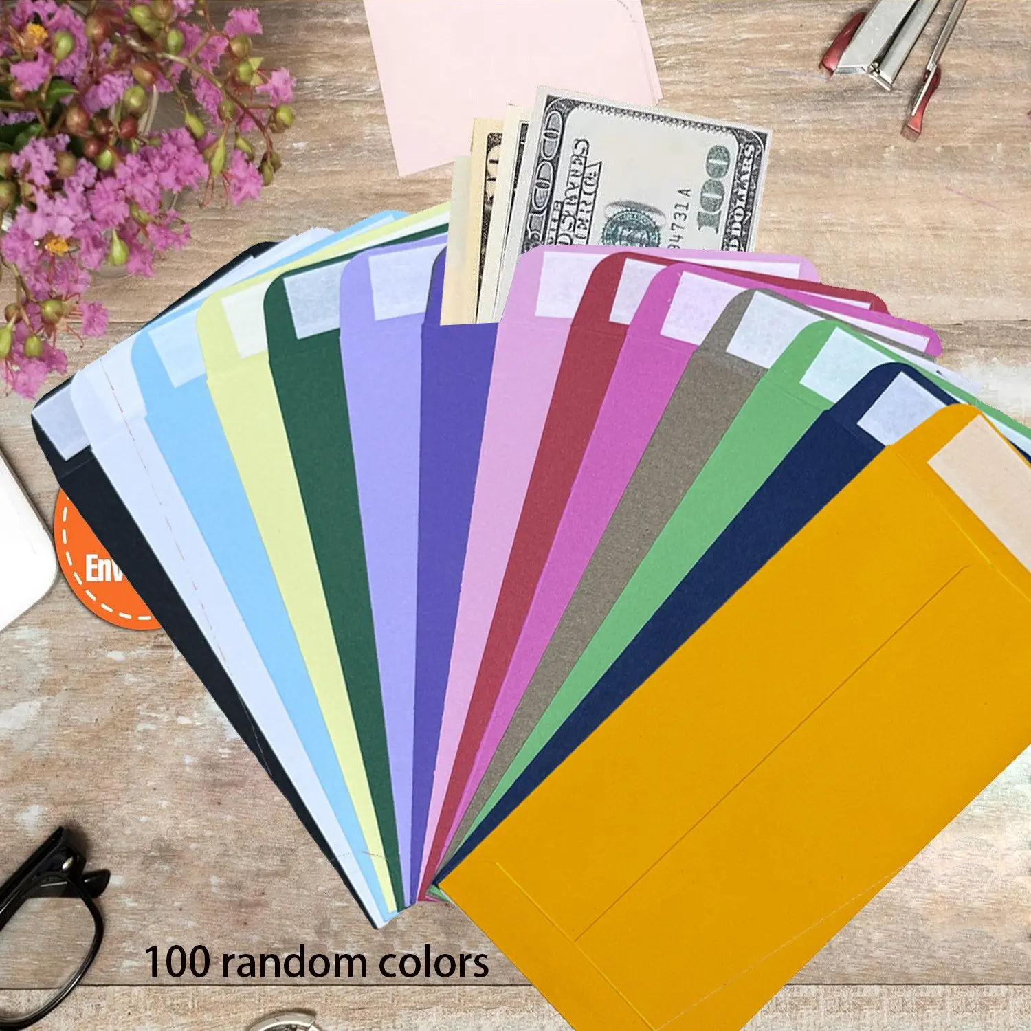 Colorful Cash Envelopes -100 Envelopes Money Saving Challenge, 3.2x6.6inch Money Envelopes for Budgeting, Coins, Checks, Gift Cards & Tickets