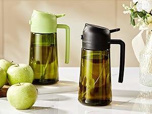 Leakproof Glass Olive Oil Dispenser Bottle with Auto Flip Cap, Condiment Container for Vinegar, Soy Sauce, Cooking Oil, Kitchen Gadget