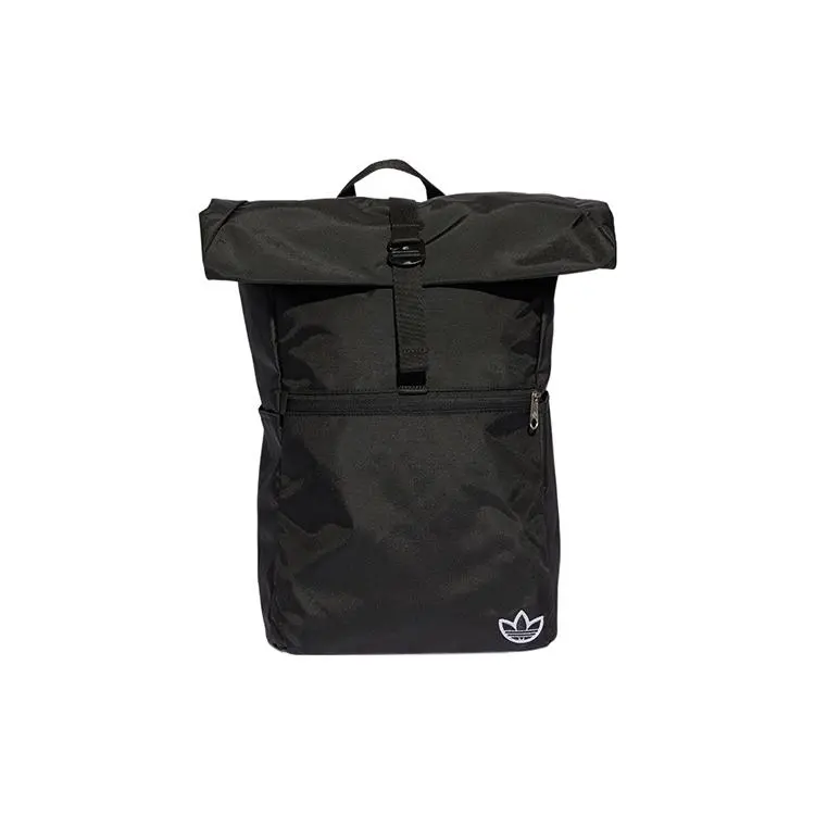 Adidas Originals Trefoil Logo Roll-Top Backpack for Men and Women – Recycled Nylon, Unisex Style in Black