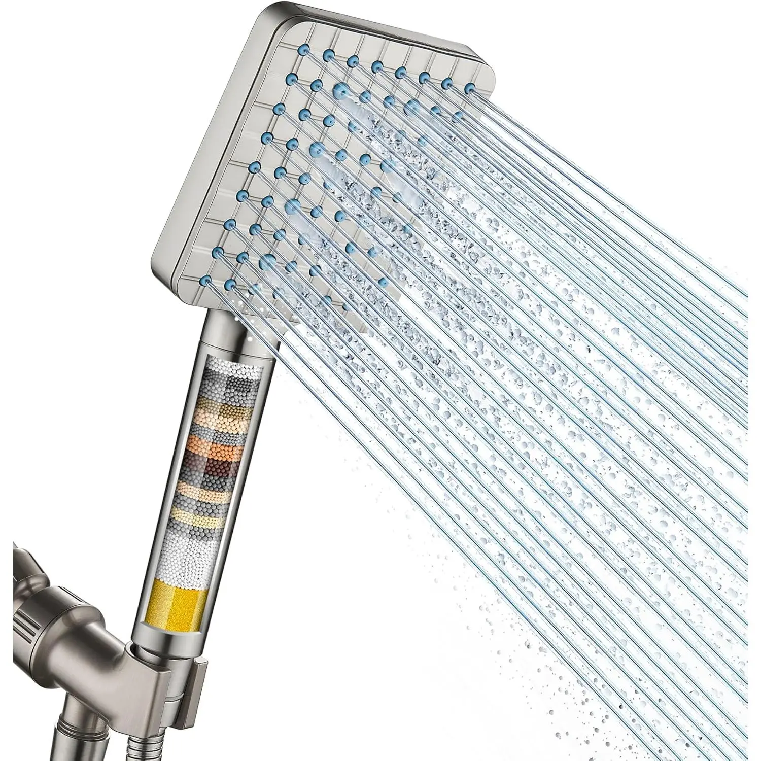 Filtered Shower  with Handheld, High  6  Mode Showerhead with Filters, Water Softener Filters Beads for Hard Water - Remove Chlorine - Reduces Dry Itchy , Brushed Nickel