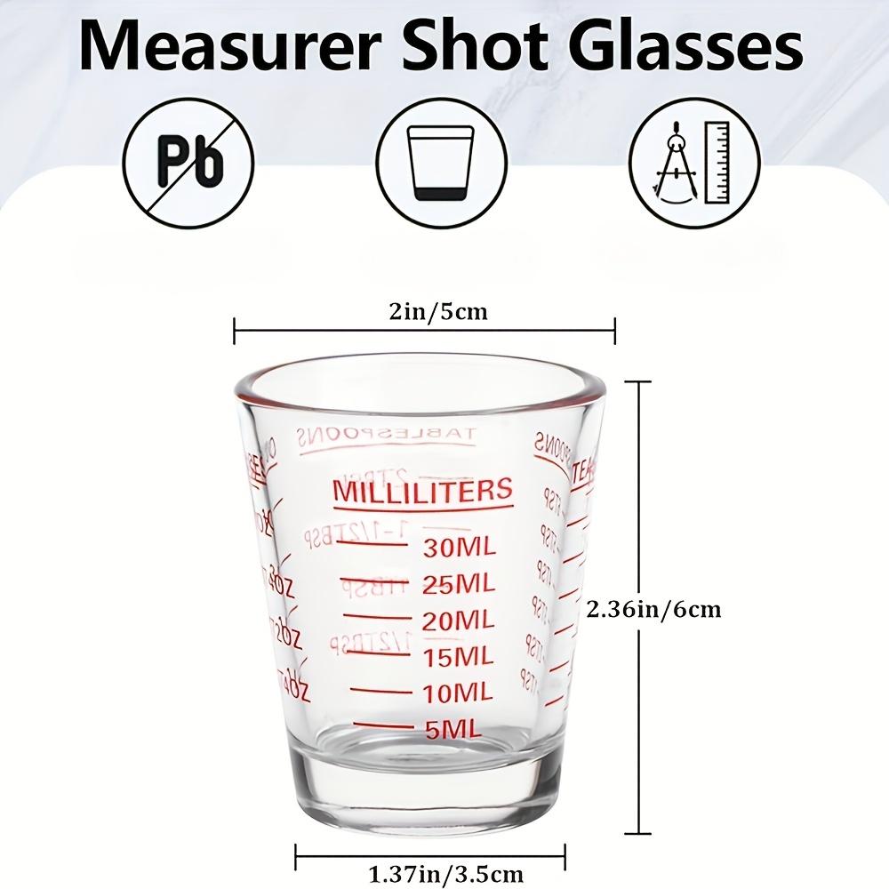 2pcs Espresso Shot Glass with Handle/Scale, Heat-Resistant Borosilicate Measuring Cup, 60Ml/2Oz Precision Graduated Pitcher for Barista, Coffee & Cooking