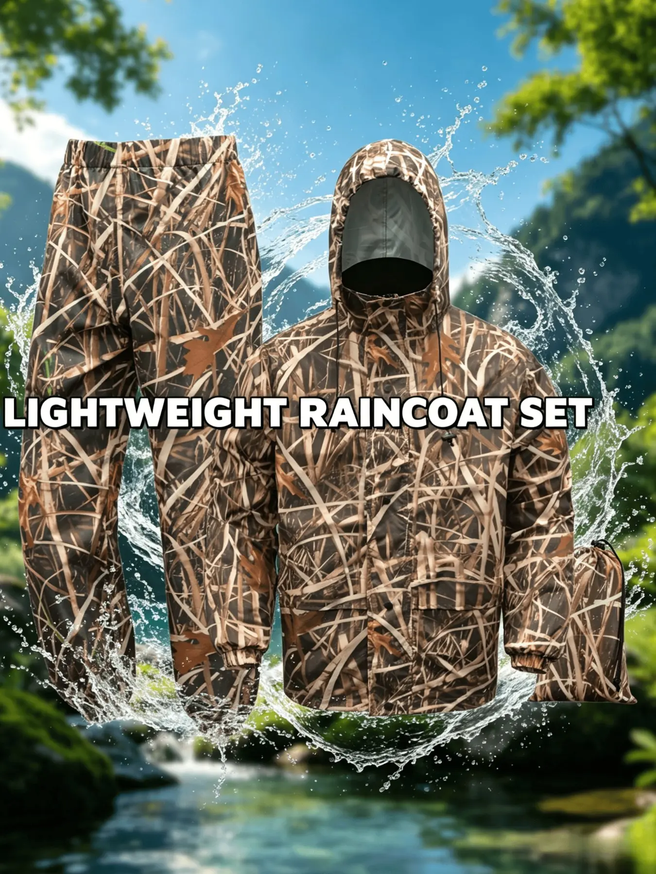 Waterproof Rainproof raincoat and pants set, Full Body Cover, suitable for mountaineering, hiking, hunting, lightweight waterproof outdoor raincoat, foldable with storage bag, ultra light and breathable hiking rain gear set, Waterproof Clothes