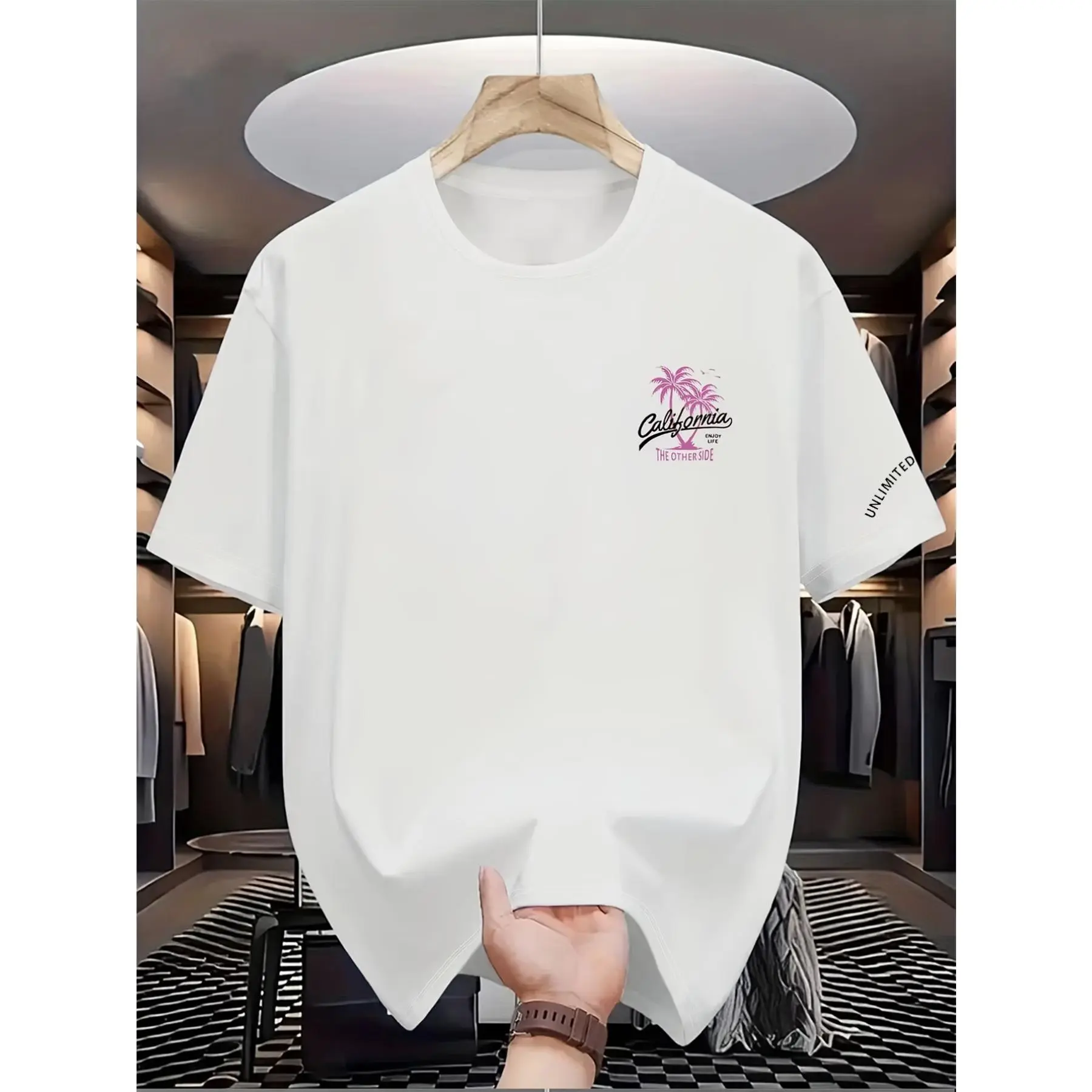 Men's 180g Heavyweight Cotton T-Shirt, Reversible Retro Baggy Tee with Athletic Crew Neck, Foldable for Streetwear, Graphic, Line Dry, Letter Print, Heavy Cotton, Thick, Round Neck, Fabric, Lo, Do Not Dry Clean