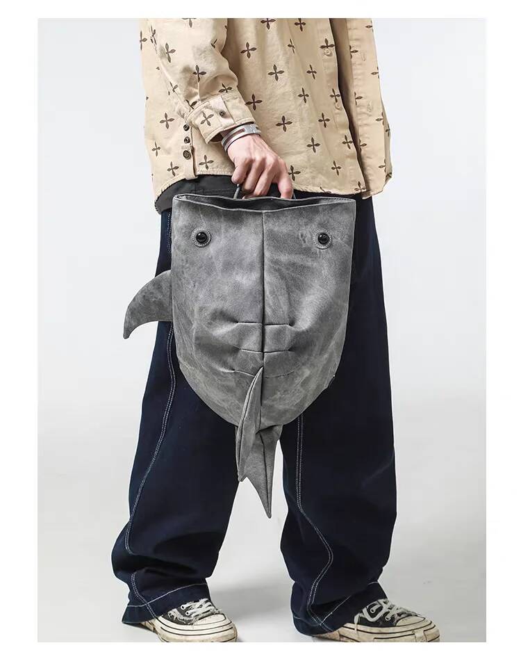 Y2K Funny Whale Shark Shape Backpack Durable Large Capacity Travel Bag Women Men Cute Outdoor Cartoon Knapsack Student Schoolbag