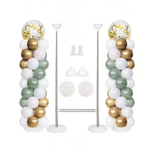 1/2 Sets Balloon Column Stand Kit For Floor Set Balloon Arch Stands With Bases Metal Telescopic Design Height Adjustable Balloon Tower Holder For Birthday, Wedding, Bride Shower, Graduation Party Decoration(Suitable For 18/36 Inch Large Bal