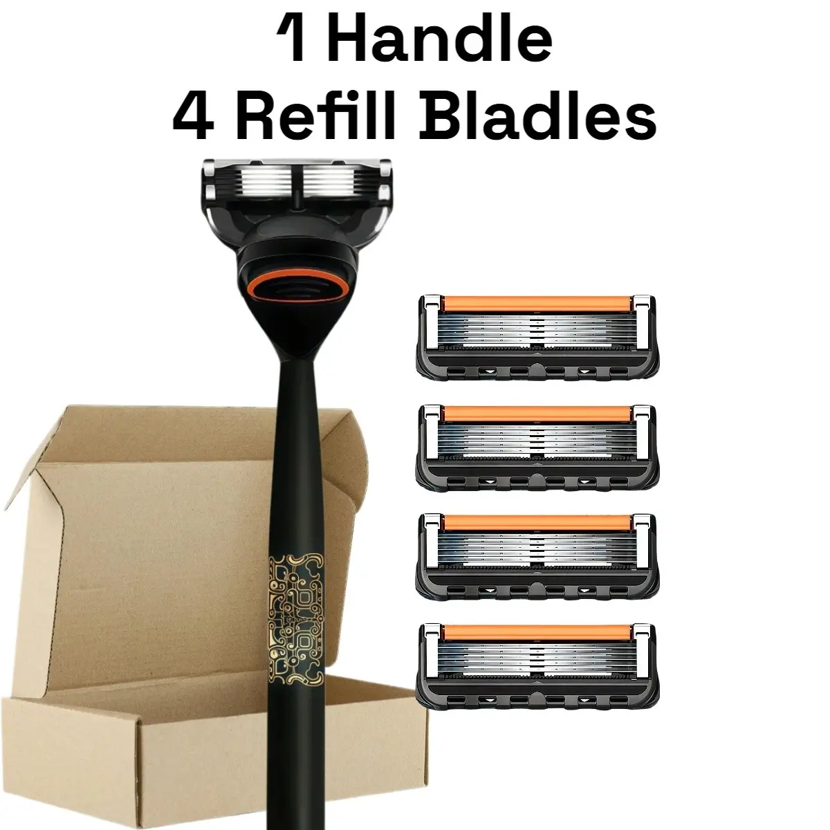 Men's razor set, shaving kit, 1 handle and 4 refill blades, 5 blade manual razor for men, mens pro glide shaving razor, reusable shaving razor set, safety razors