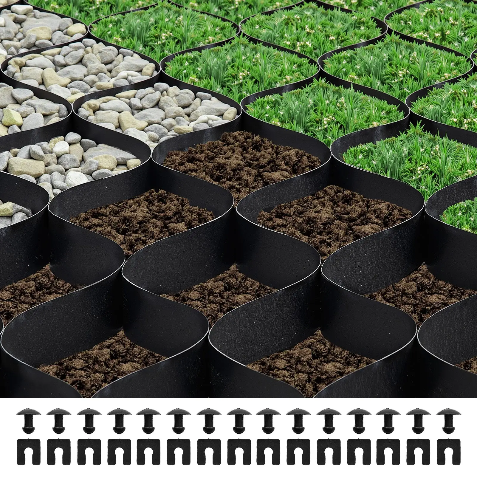 【DealsForYouDays】VEVOR Gravel Grid, 2 Inch Depth, 26.87x 3.94 FT/ 8200x 1200 mm, 1880 LBS Per Sq ft Grass Ground Retainer, Permeable Geo Grids Driveway Stabilization, for Garden, Patio, Walkway, RV Parking Slopes