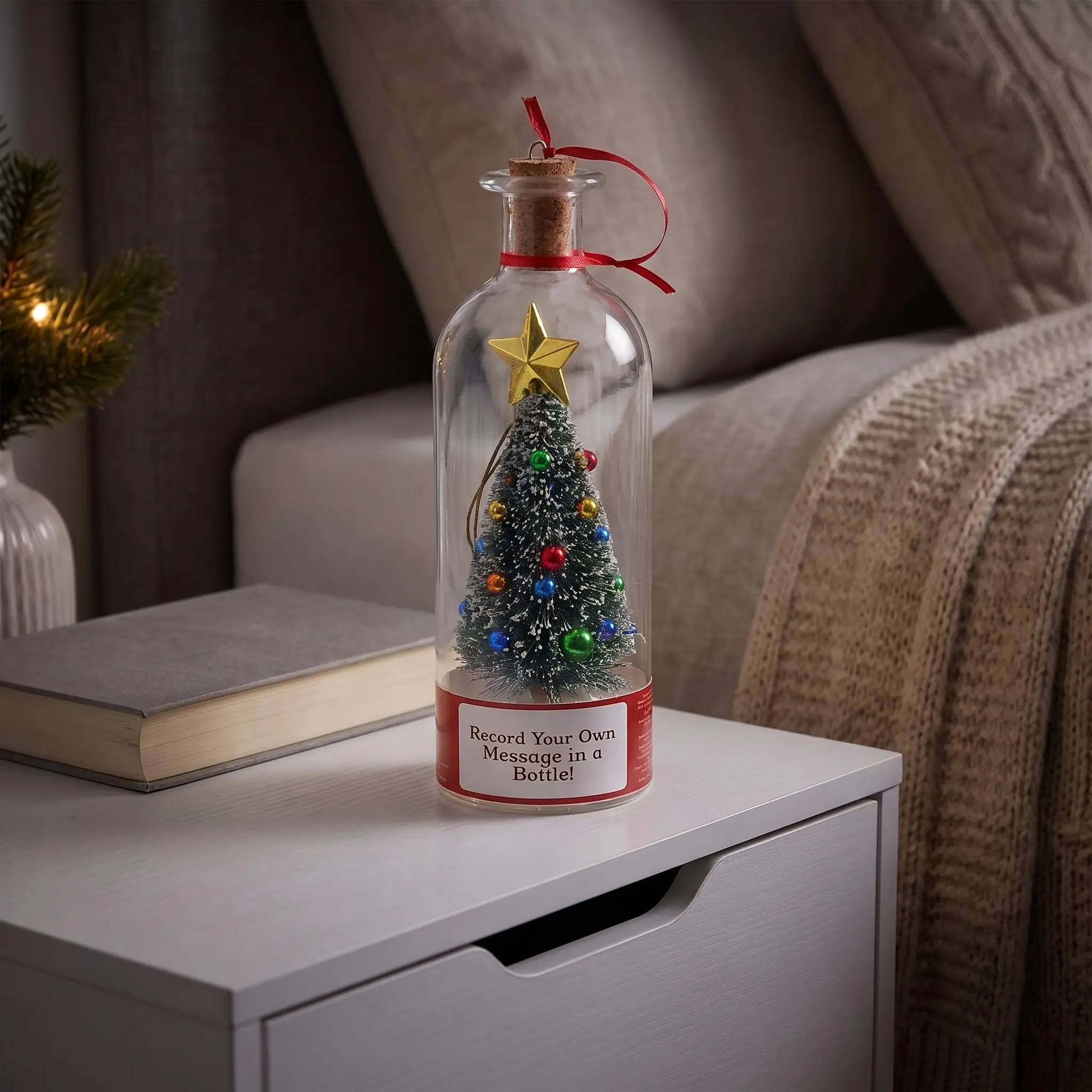 Recordable Voice Message Christmas Tree Bottle, Romantic Keepsake Gift, Perfect for Holiday Memories, Unique Personalized Present