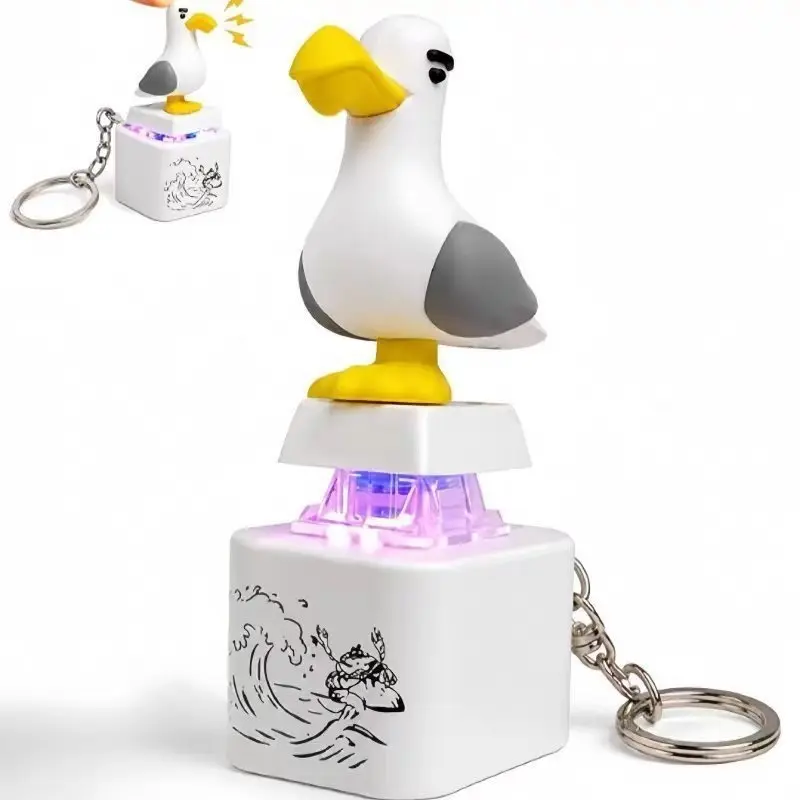 Light-Up Seagull Keychain – Squeeze & It Says "Mine!", Glowing Bird Sound Fidget, Cute Stress Relief Keychain Gift for Kids & Adults, Cute Keychain Accessory