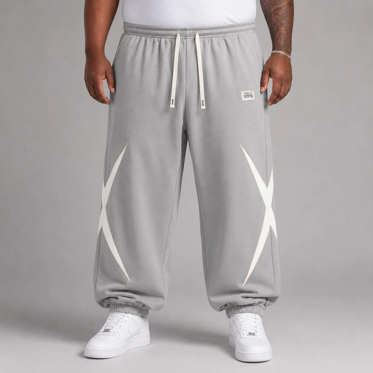 Men's Plus Size Relaxed Fit Printed Athleisure Joggers - Sporty Chic, Cozy Fabric Male Daily Wear Sports Essentials, Light Workouts, Plus Size Clothes, Full Length, Loose, Mens Clothing