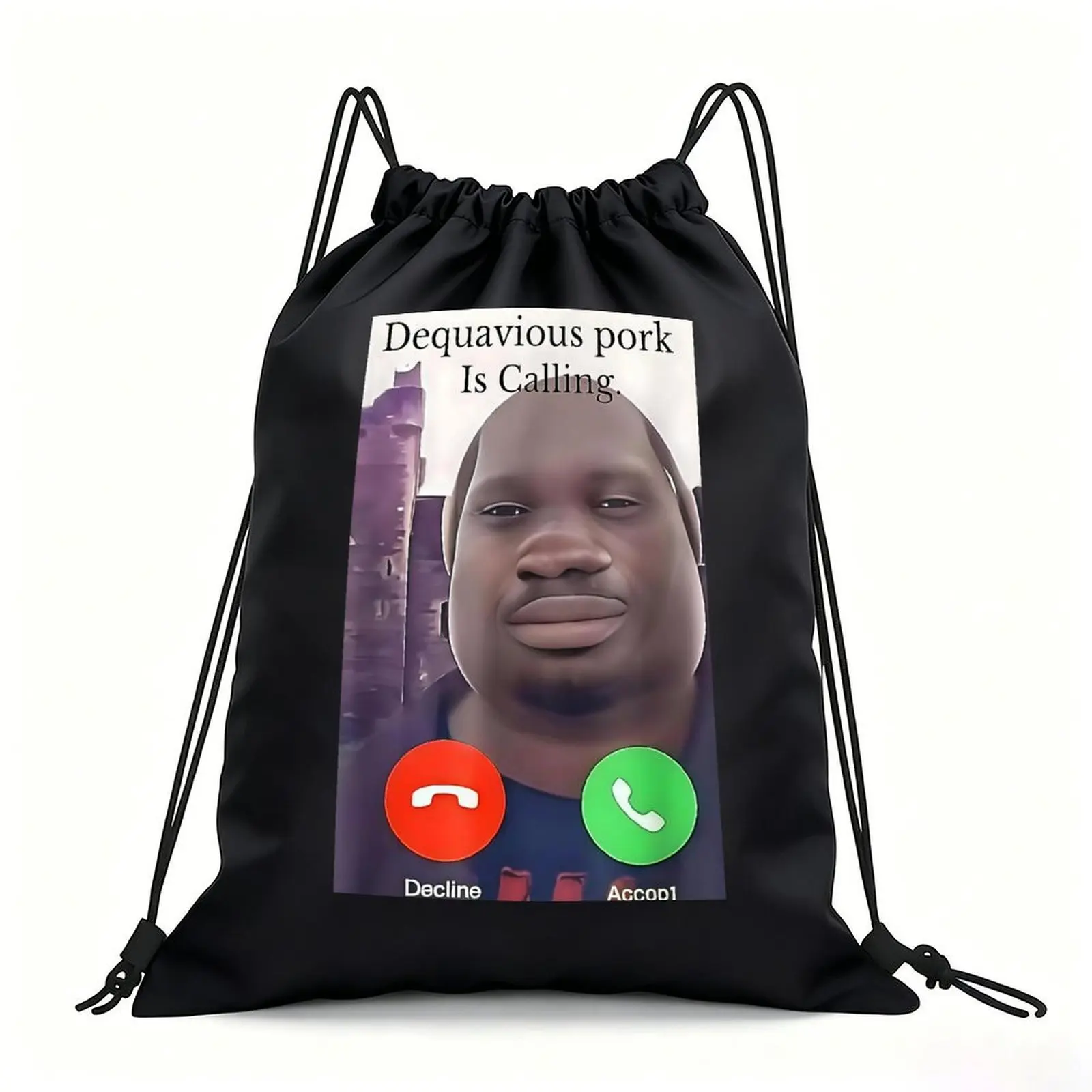 Portable Drawstring Sack Bag with Custom Graphic Print, Waterproof Polyester String Backpack for Gym Workout Swimming Hiking