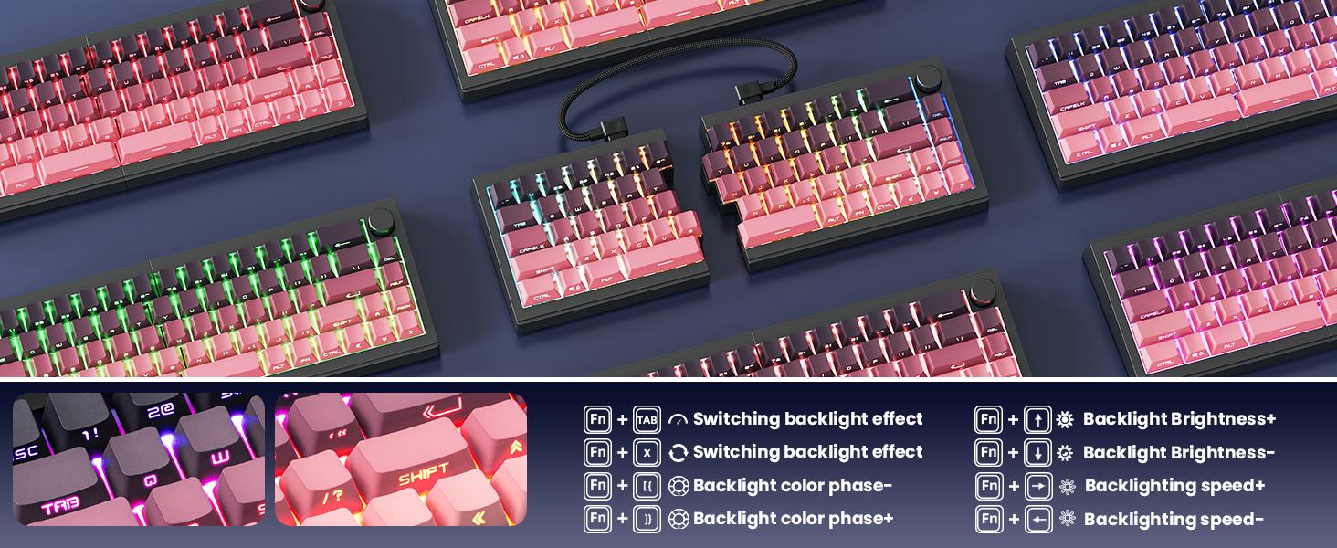 ZORNHER ST68 Wireless Ergonomic Split Mechanical Gaming Keyboard
