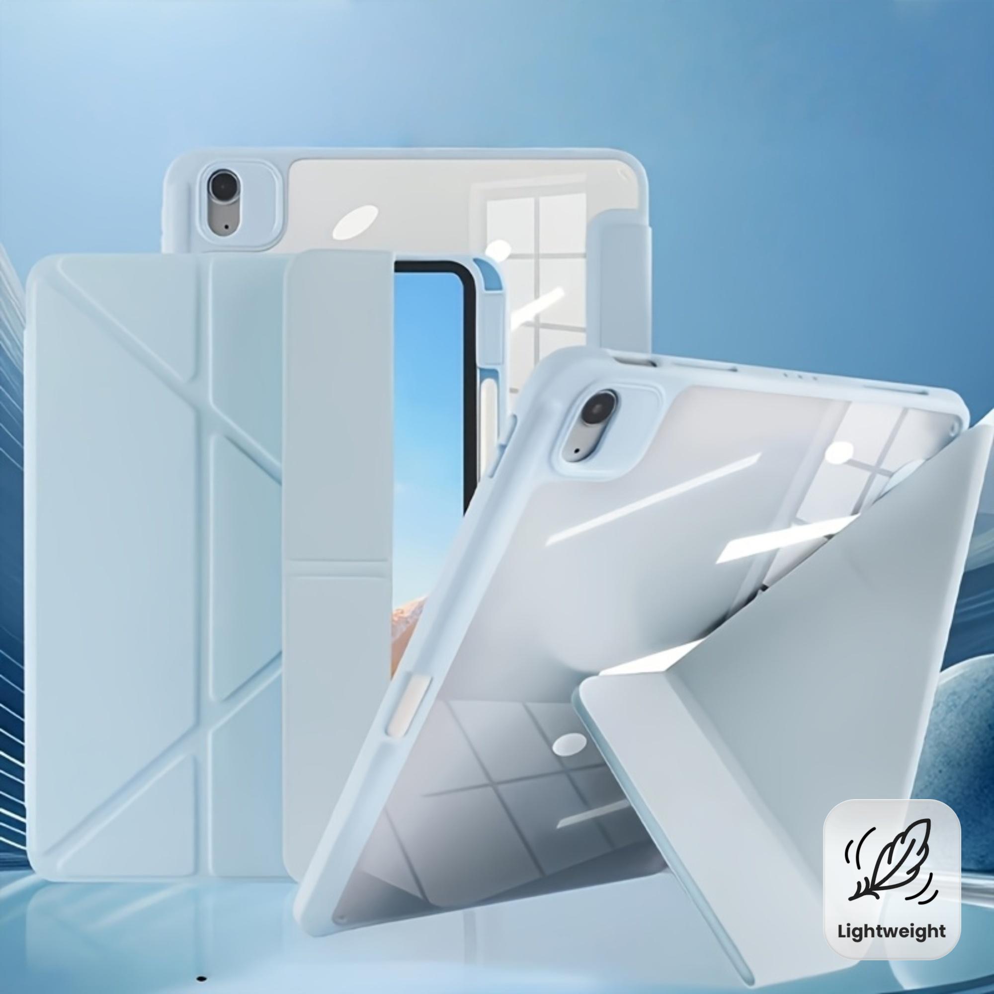 Y-fold tri-fold iPad case with multiple viewing angles, minimalist solid color design. Auto sleep/wake, shockproof, built-in pencil holder. Compatible with iPad mini 6/7, Air 4/2024, Pro 2020/2021/2022/2024. Ideal gift for you!