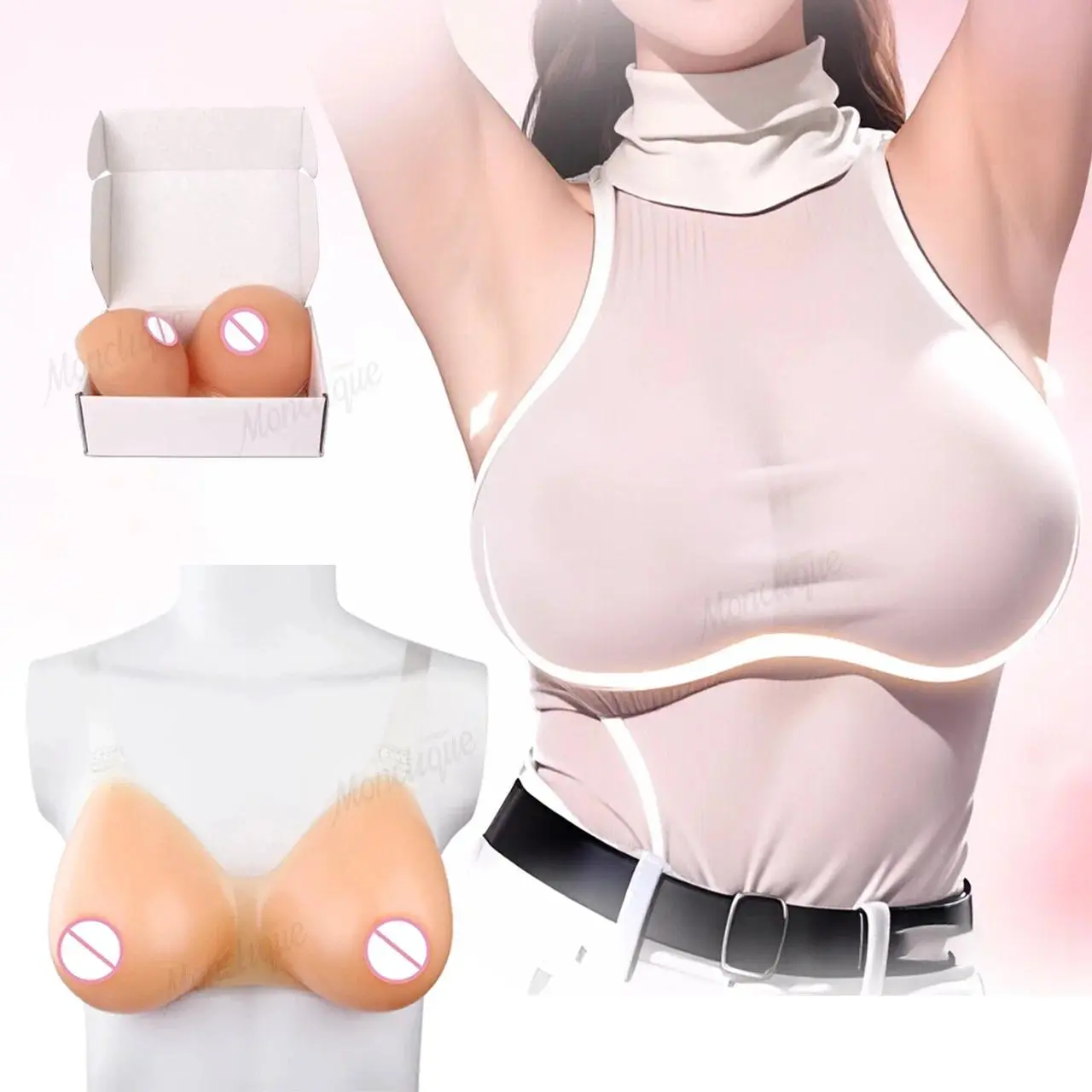 Silicone Fake Breasts Tits Realistic Breasts Artificial Simulation Chest Soft for Transgender People Drag Queen Cosplay Costume