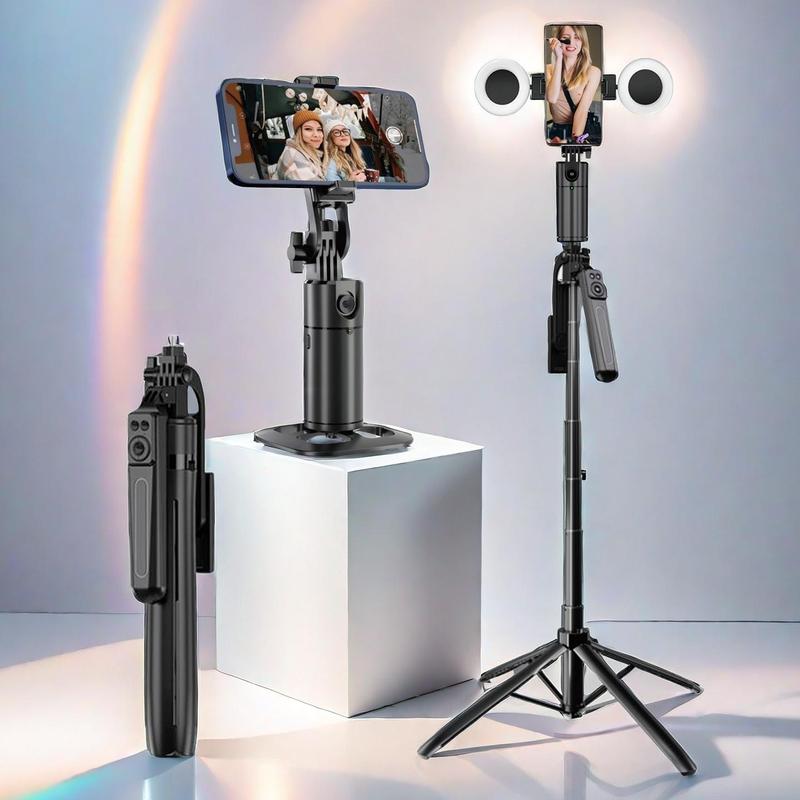 5 in 1 Face Tracking Gimbal with 70 Inch Tripod, Wireless Selfie Remote, Fill Light, 360 Degree Rotating Stabilizer for Video and Photography, Smartphone Vlogging Kit