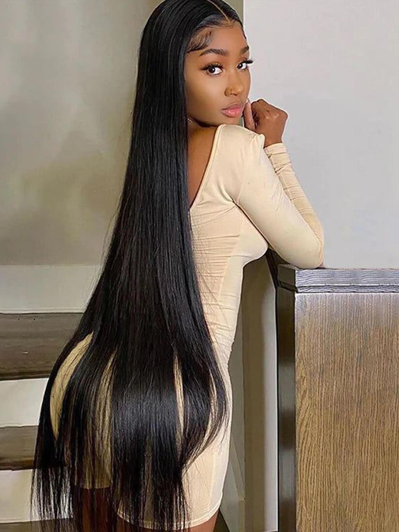 Super Long Straight Wigs with Baby Hair for Women, Gorgeous Fluffy Wigs, Synthetic Lace Front Wigs for Party, Daily Use, Glueless Frontal Wig