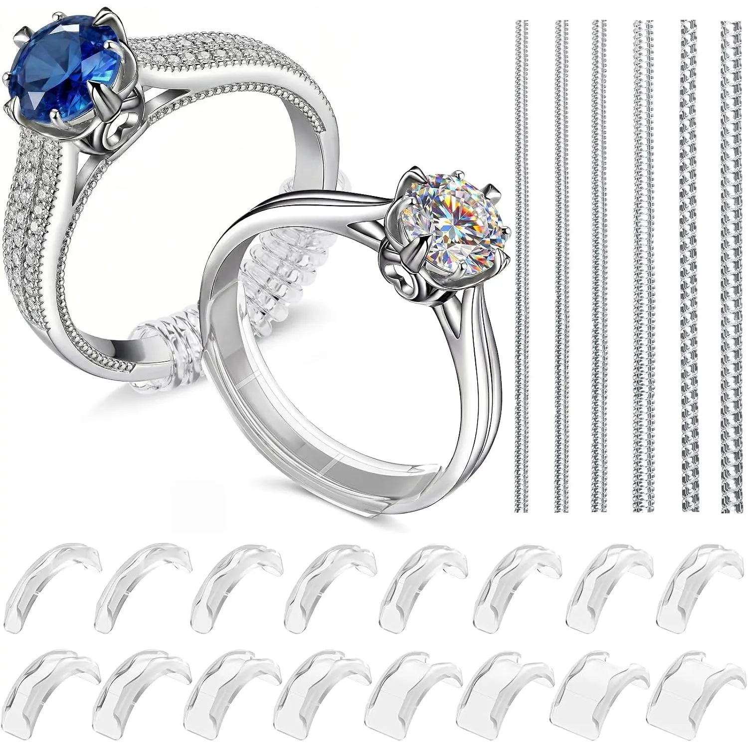 Ring Sizers for Loose Rings: 22 Pack 14 Size Invisible  Ring Size Adjuster & Tightener Spiral Ring Guards for Women & Men, Clear Rings Spacer & Resizer for Bands 1mm-11mm