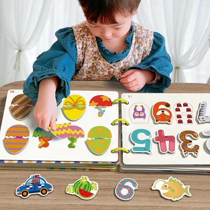 Colorful Early Learning Activity Book, 1 Set Educational Puzzle Games and Tear-off Stickers, Used for Cognitive Development, Attention and Hand Eye Coordination