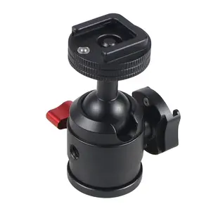 Feichao Dual Cold Shoe 360° Ball Head Mount, Rotatable Side Cold Shoe, Anti-Reverse Nut, Tripod Bracket for Dslr Mirrorless Cameras