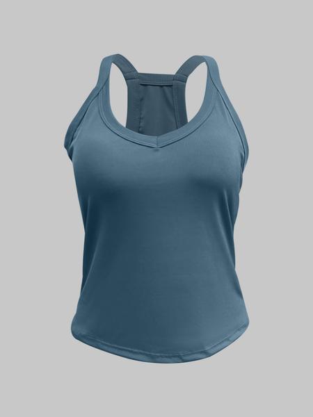 4-Pack Women's V Neck Backless Crop Top with Built-In Bra, Thin Strap Sleeveless Casual Fashion Vest, Ladies' Comfortable Undergarment