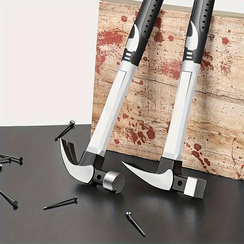 2-in-1 High Carbon Steel Claw Hammer with Nail Puller - Double Groove Design, Round Head Safety - Ideal for Home, Industrial, and Emergency Use, Portable for Carpentry and Camping