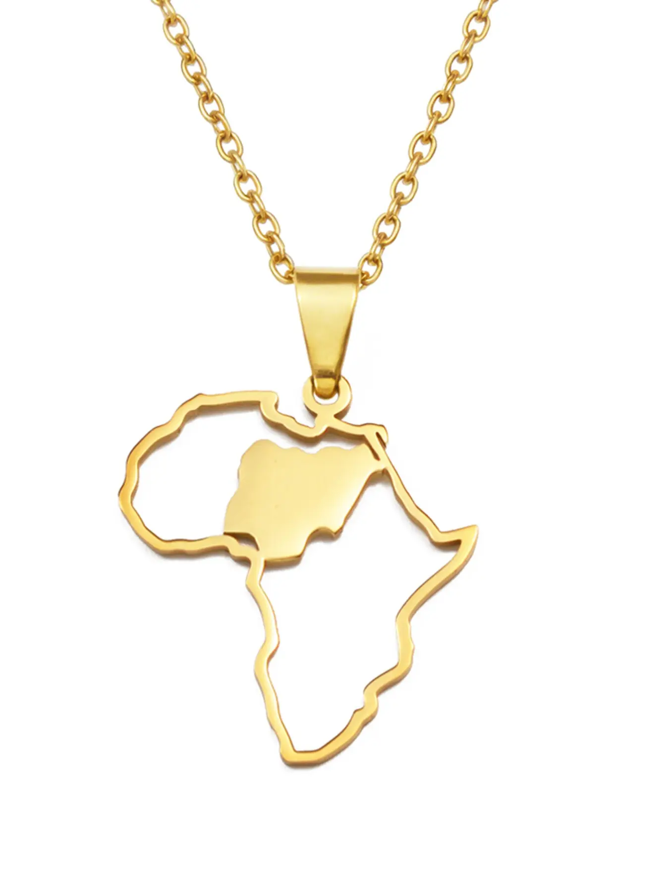 1Piece 3CM Charm African Maps Different Countries Stainless Steel Pendants Necklaces Kenya Congo Cameroon Senegal Ghana Morocco Congo