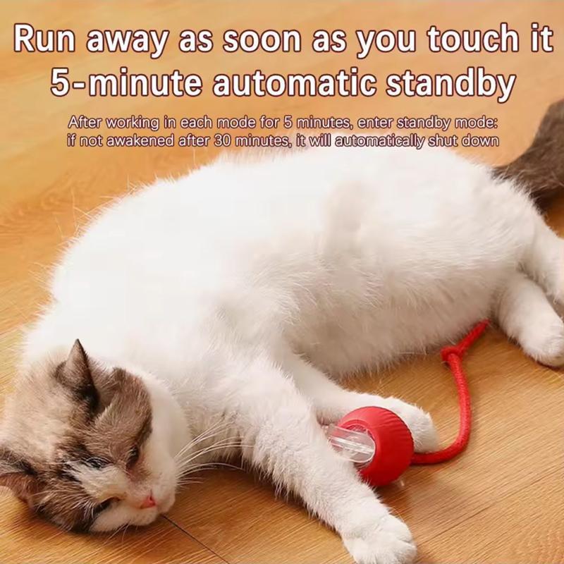 Electric Rolling Cat Ball Toy with Rope, Interactive Cat Teaser Toy, Automatic Ball Toy Pet Supply for Dogs & Cats, Interactive Kitten Wand
