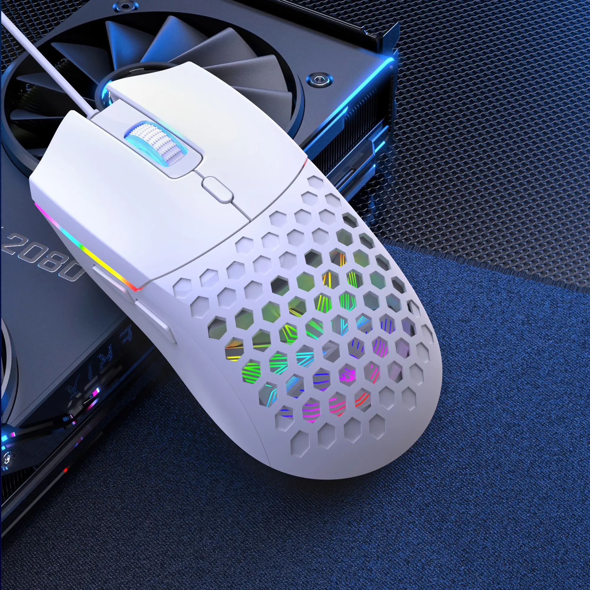 New USB Wired Mouse with Colorful Backlighting, 6 Buttons, Optical Sensor, 6400 Dpi, Right-Handed, Ideal for Home and Office Use