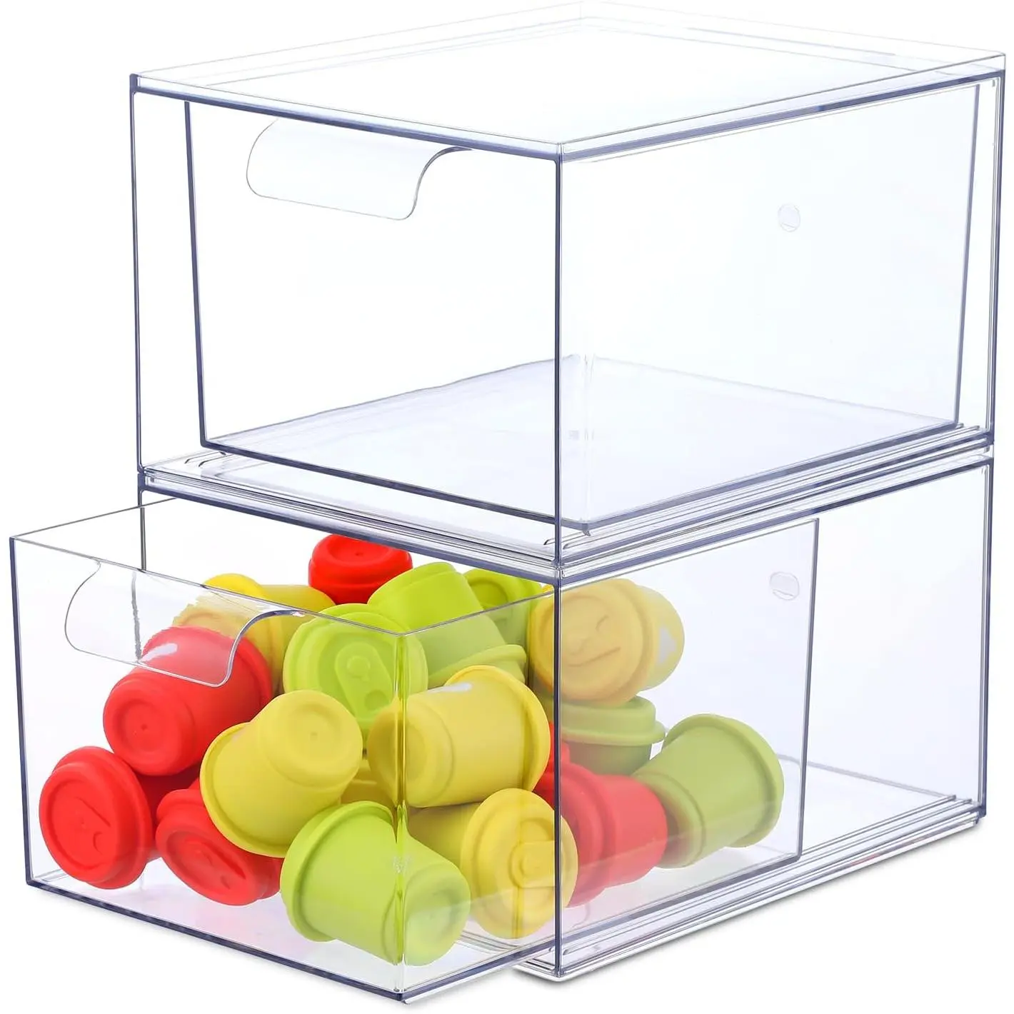 2 PACK Stackable Coffee Pod Drawers,  Clear Storage Drawers for Coffee Organizer for  and Office