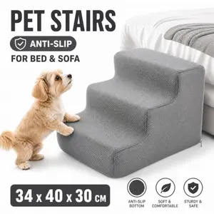 Pet stairs for dogs to get on the bed, anti-slip steps, ramp, washable, for small or senior dogs, ladder for bed or sofa, Home