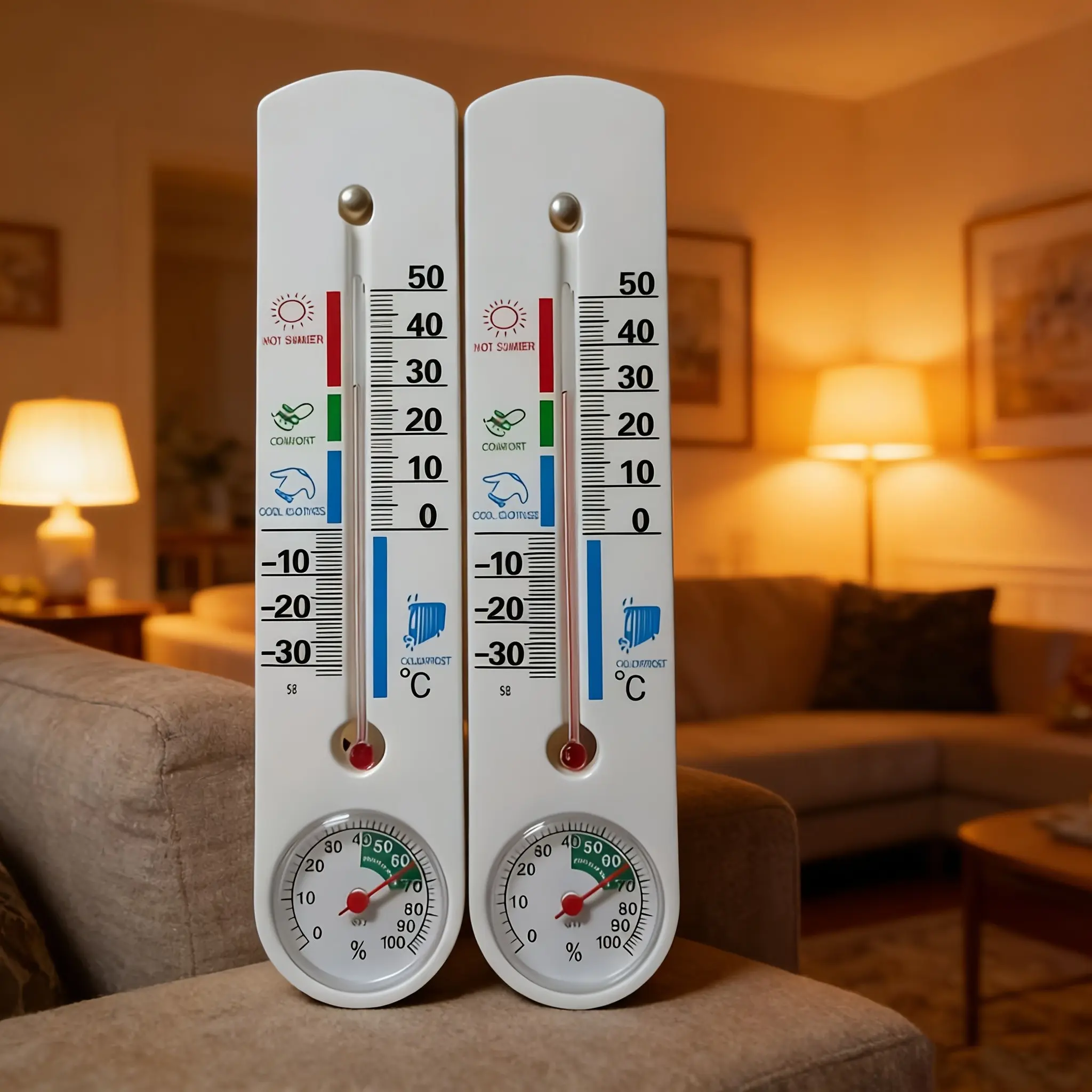 Battery-Free Indoor Outdoor Thermometer, Compact 1℃ Precision, Chemical-Free Durable Design, Ideal for Home Office Travel Wine Cellar