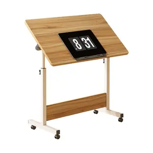 Adjustable Height Rolling Standing Desk, Mobile Foldable Computer Desk with Wheels, Ergonomic Rising Computer Table for Small Space Home Office, Ancient Oak