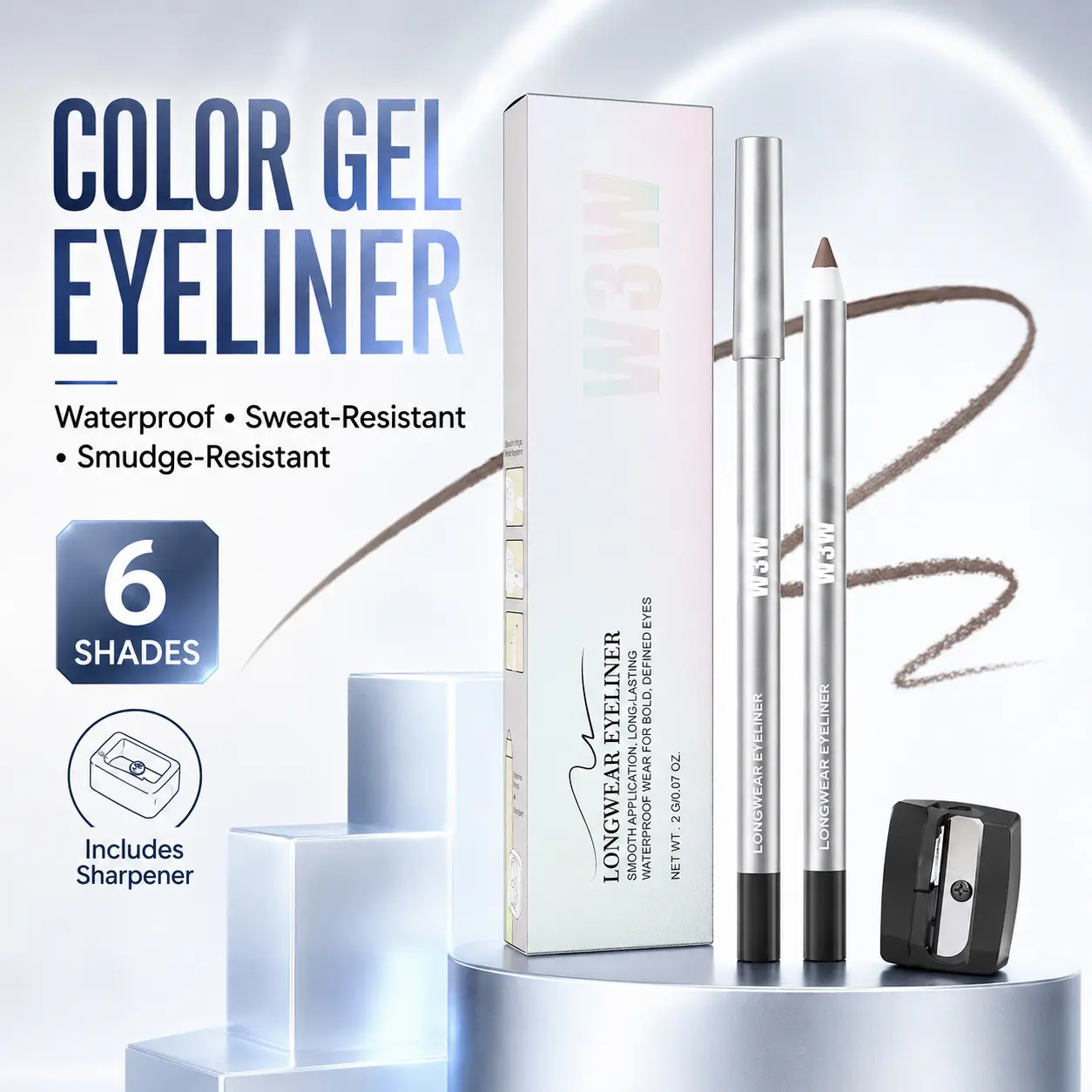 24HR Waterproof Eyeliner Pencil, Smudge-Proof Long-Lasting Eye Liner, Smooth Creamy Formula, Waterproof Sweat-Resistant Smudge-Resistant Eye Liner, 6 Wearable Shades for Everyday Makeup , Easy Apply Eye Makeup for Daily Wear & Party Looks