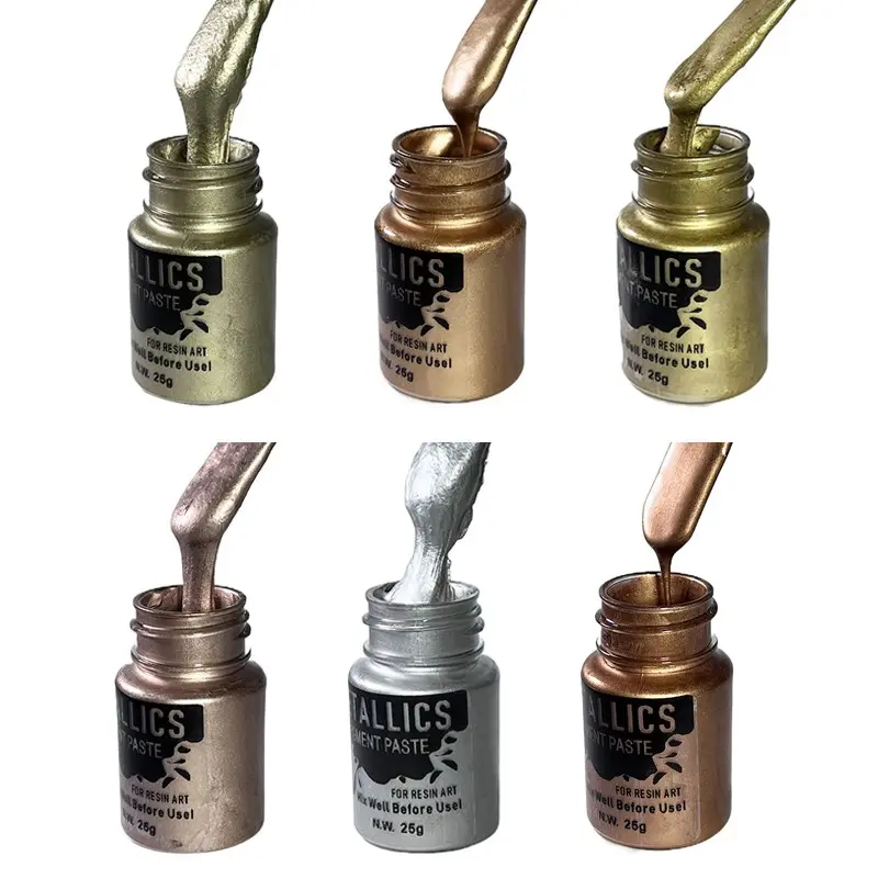 25g 6 Colors Metal Copper Epoxy Resin Color Gel, High Concentration Bright Copper Tone, Ideal for DIY Resin Crafts, Jewelry Making, Art Decoration