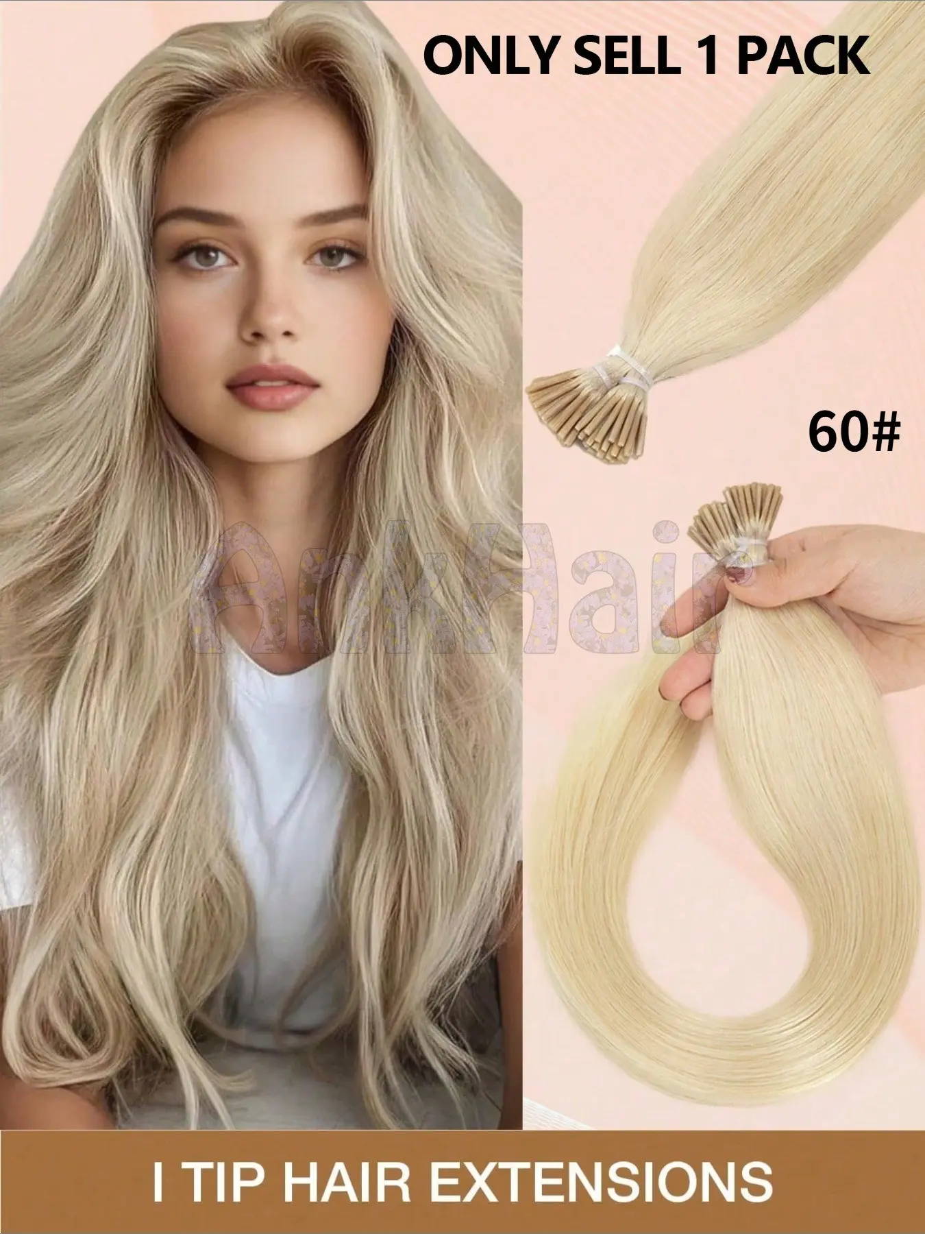 12-22 Inch Remy Human Hair I-Tip Extensions, Easy to Style, Cold Fusion No Shedding, Soft & Natural, 50pcs/30g for Travel & Daily Use