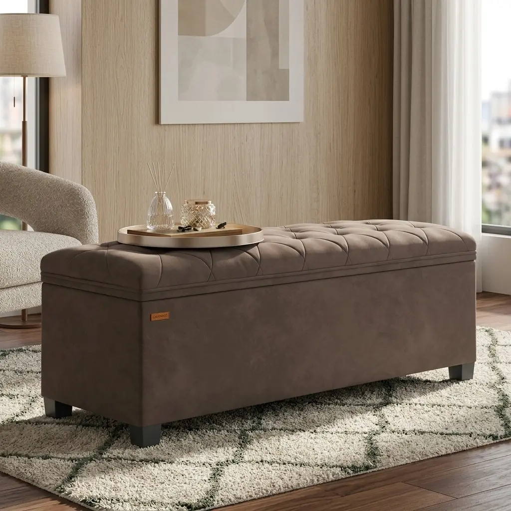 Stylish Storage Ottoman Bench with Stable Support Legs, Large Hidden Storage Chest for Blankets Toys Clothes, Heavy Duty 660 Lbs Weight Capacity Multi Purpose Footrest Bench, End of Bed Entryway Living Room Bedroom Organizer, 15.7*43*15.7 Inches