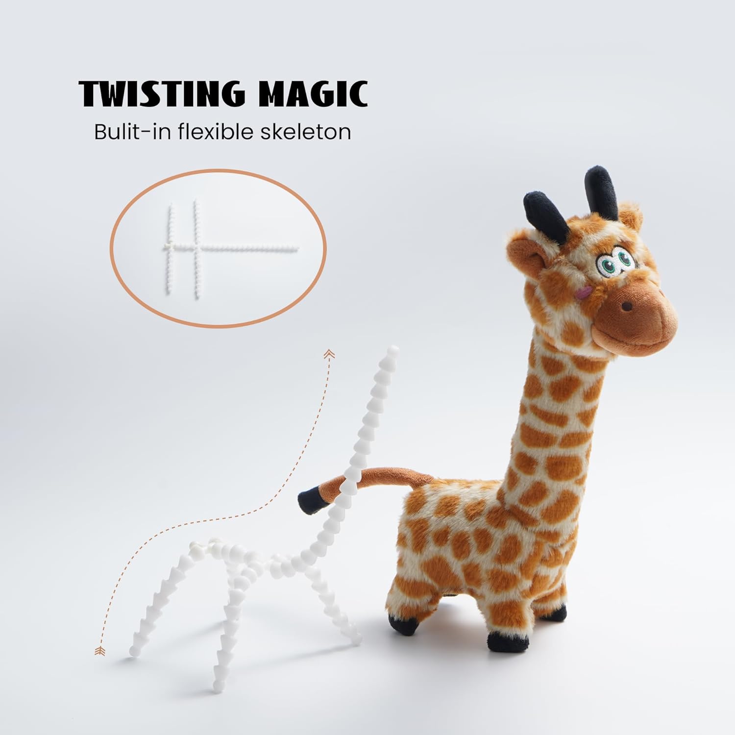 Twistable Giraffe Stuffedless Dog Toy for Small Medium Breed, Christmas gift, Plush Chew Toy with Crinkle Paper and Soft Fabric