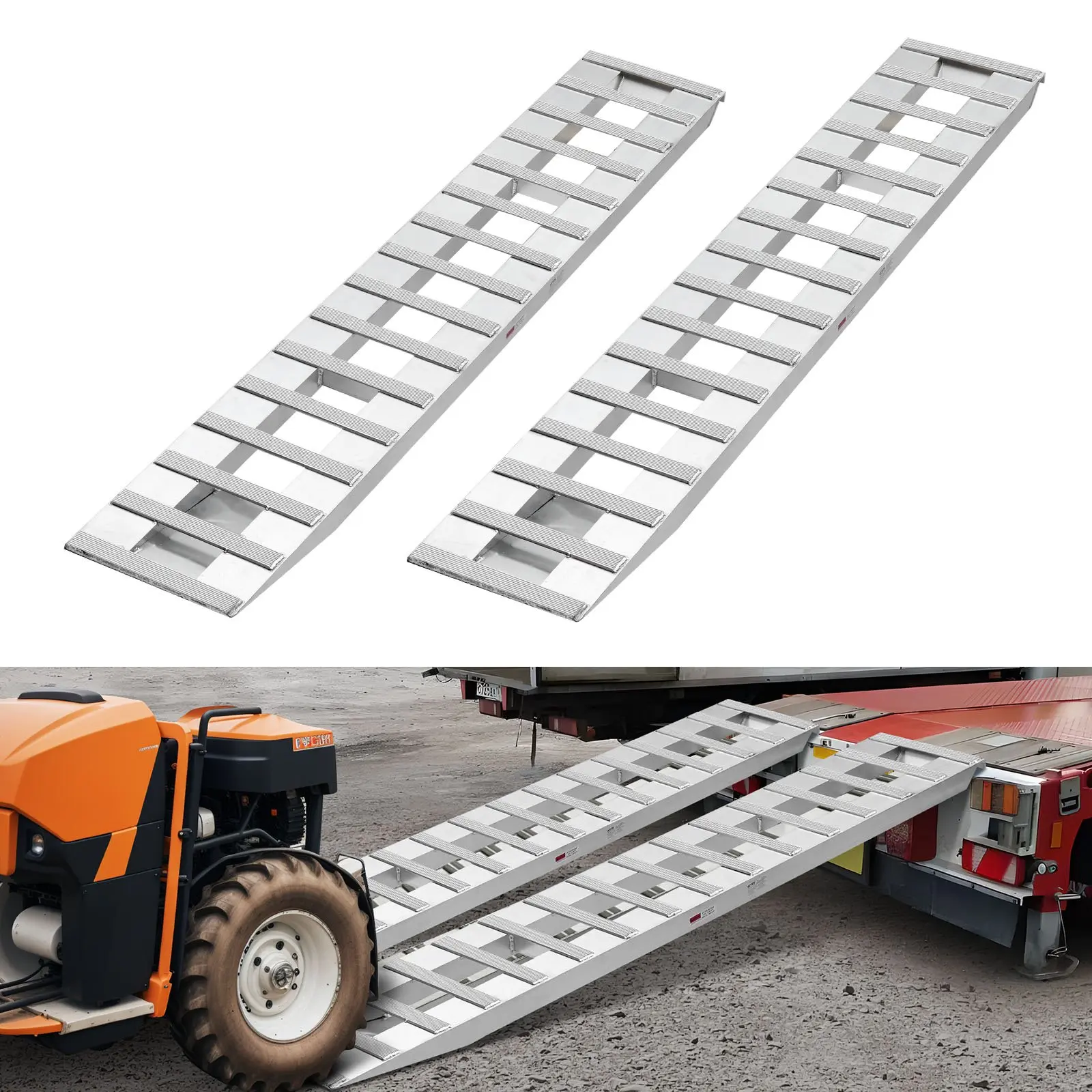 【toolupgrade】VEVOR Loading Ramps, 2 Pcs 94x 15 in, Durable Aluminum and Heavy-Duty Trailer Ramp Set with 16 Anti-Slip Plates, 6000 Lbs Combined Capacity, for Carts, Farm Tractors, ATVs, Lawn Mowers, Motorcycles