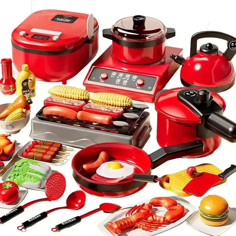Kids Mini Kitchen Toy Set, Pretend Play Cooking Game, Simulation Food Educational Toy Gift for Children