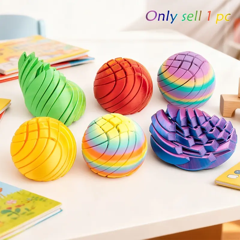 3D Printed Spiral Stress Relief Ball, Free Rotation, Multiple Colors, Fun Creative Collectible, Desktop Decor, Party Gift, Fidget Balls, Stress Ball Fidgets!