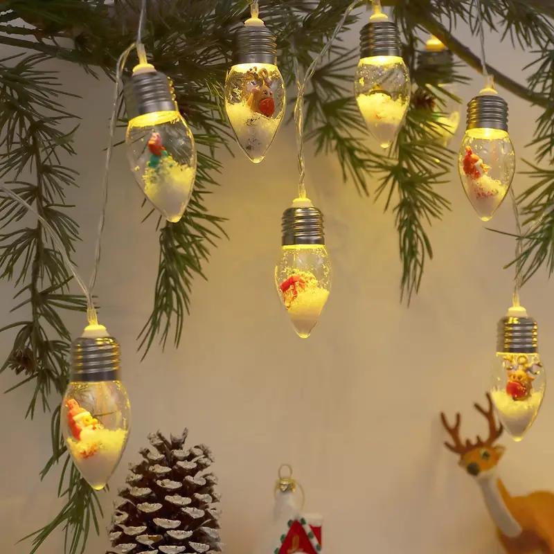 Safe Christmas Wish Ball Decoration Light Set, Santa Snowman Reindeer String Lights for Christmas Tree Decorations, Holiday Scene Setup, Led Ball Lights